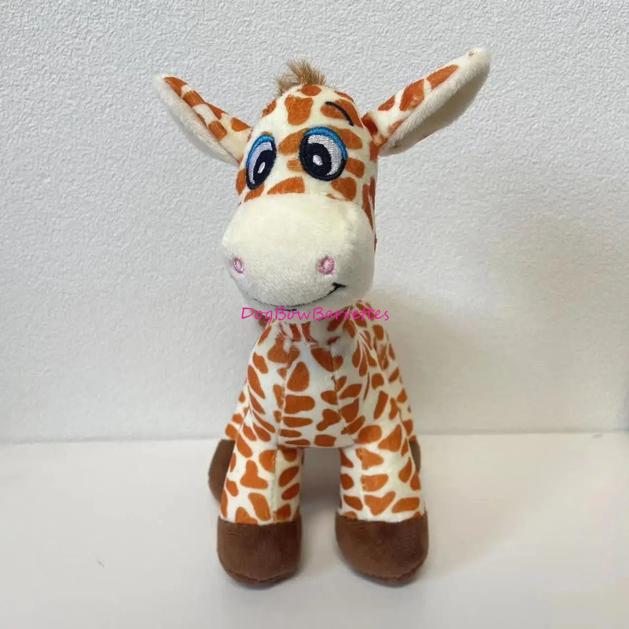 DogBowBarrettes Giraffe 8" plush stuffed animal party decor squeaky dog toy (to6)