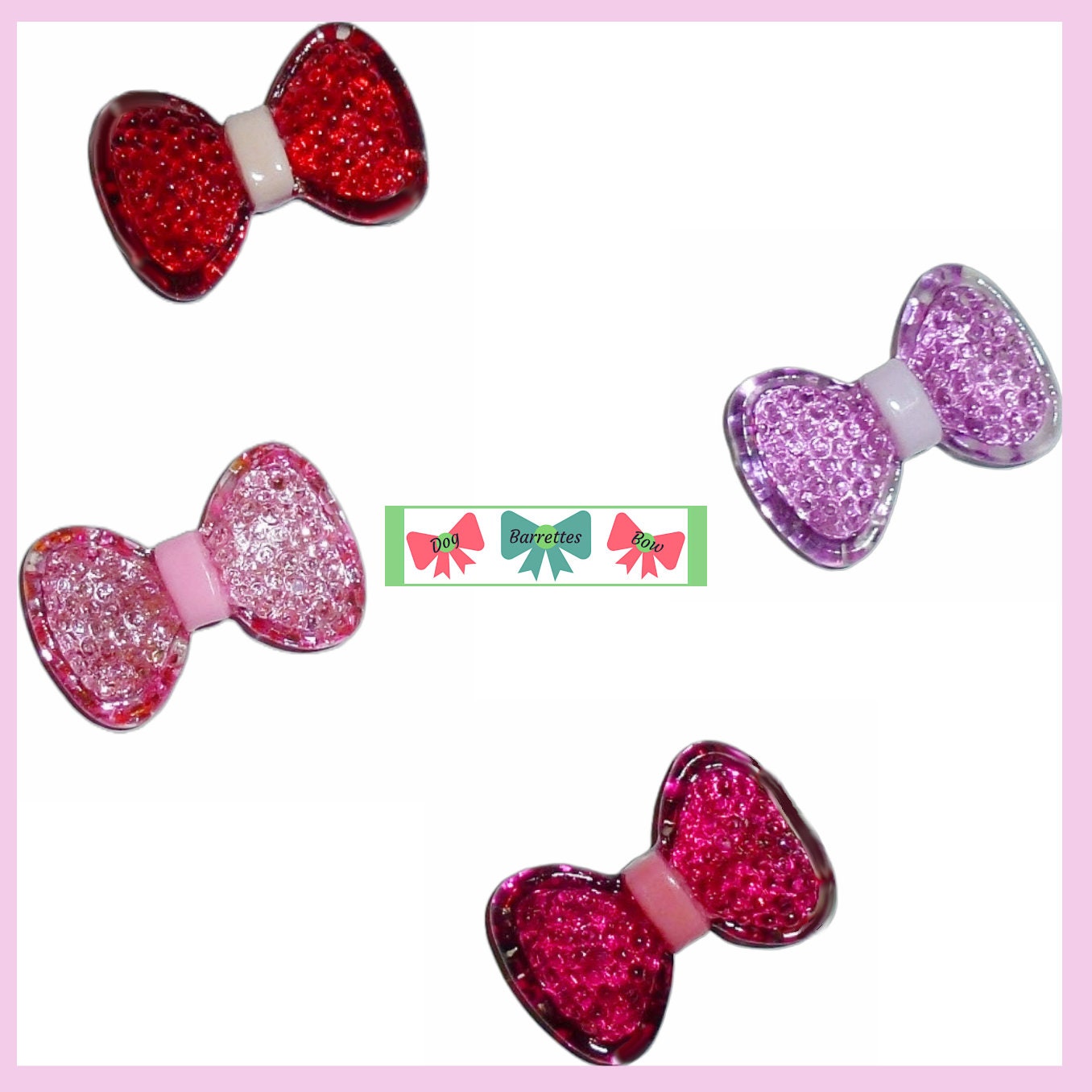Puppy bows tiny shiny 3/4" bowknot pet hair barrette clip (fb207AC)