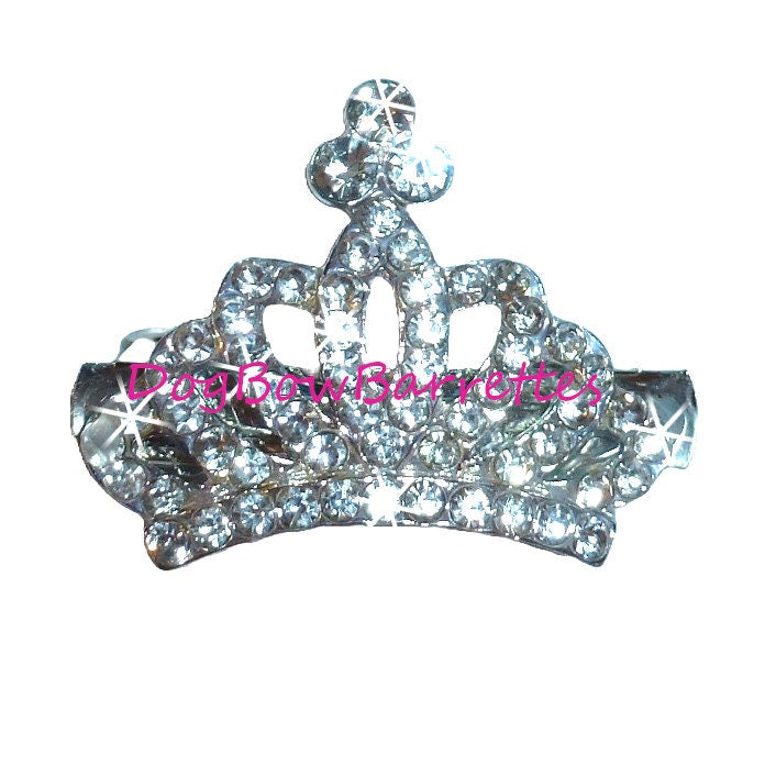 Puppy Dog Bows Tiara for dogs rhinestone center pet hair show bow barrettes or bands (rb60)