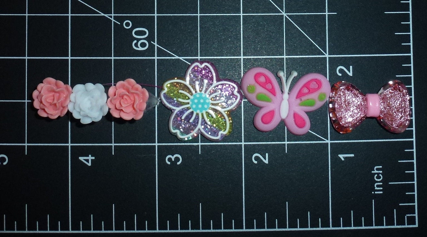 Puppy Dog Bows set of 4 flower butterfly pet hair show bow barrettes or bands (FB188M)