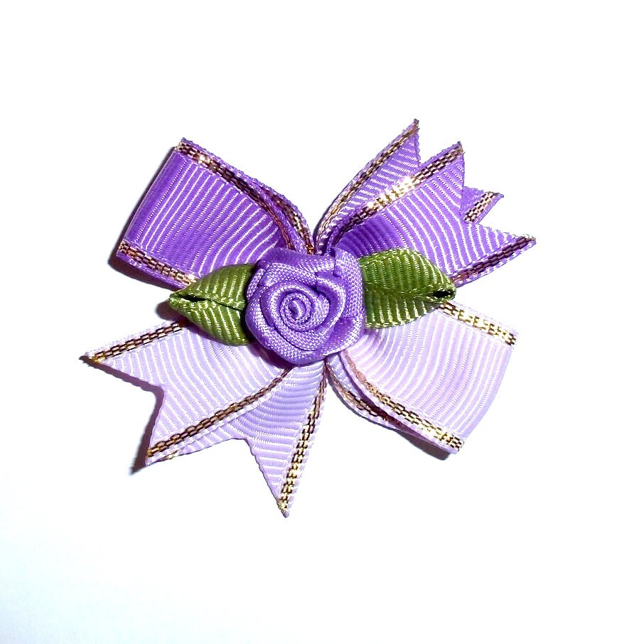 Puppy Bows ~ 1 for 3.50 2 for 5.50 two tone rose hair bowknot bow bands or barrette (fb377)