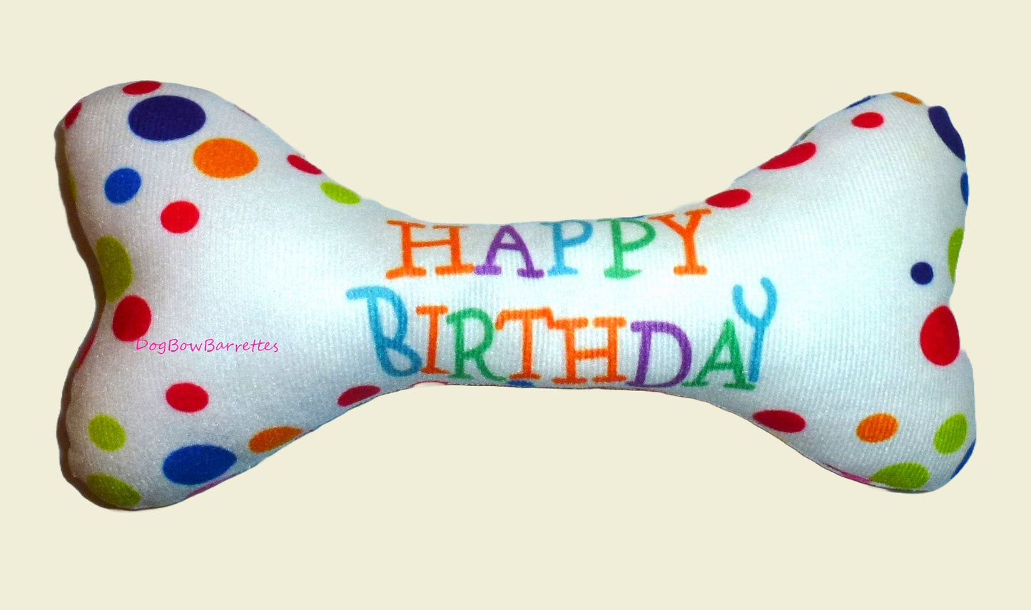 Happy Birthday plush stuffed dog bone squeaky toy photo prop (to15)