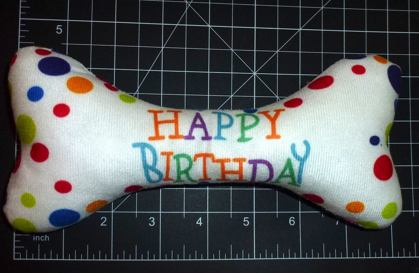 Happy Birthday plush stuffed dog bone squeaky toy photo prop (to15)