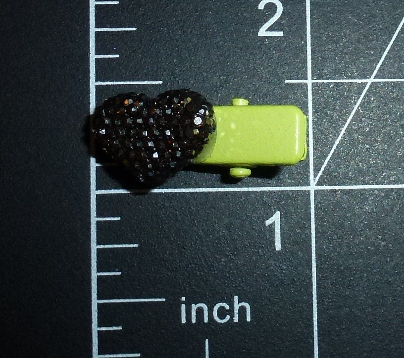 Puppy Bows ~ TINY 3/4" SET of 5 pieces! pave rhinestone hearts on alligator clips dog hair pet bow