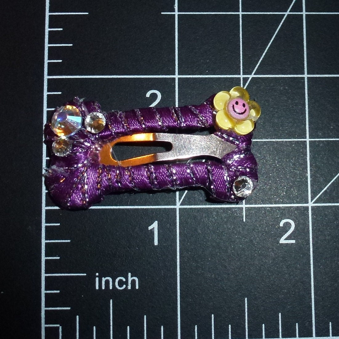 Dog hair bows purple and gold dog bone snap clip with rhinestones (fb205)