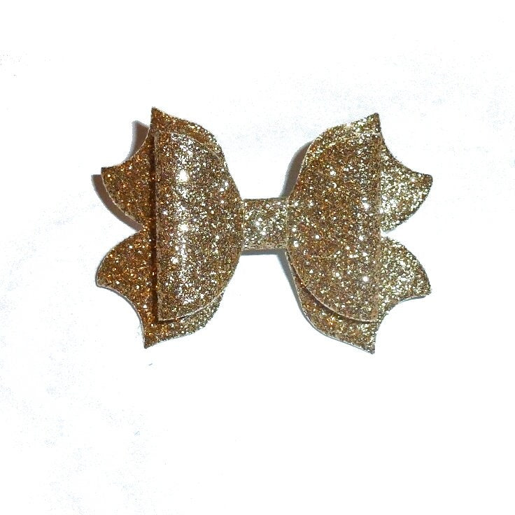 Dog hair bows golden glitter fire edge bows pet bow bands or clip (brdr)