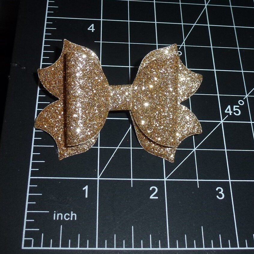 Dog hair bows golden glitter fire edge bows pet bow bands or clip (brdr)
