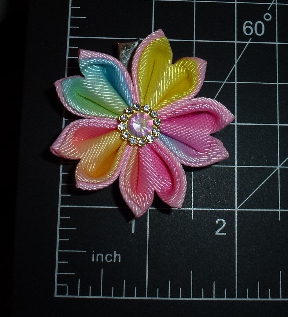 Puppy Bows ~ Multicolor Sakura flower hair bows collar slide barrette or bands pet dog bow (fb361f)