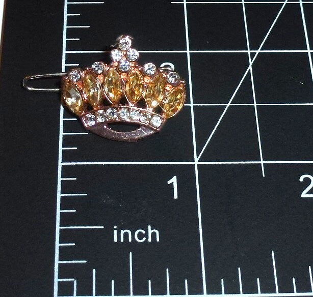 Dog Bows ~ Crown gold or blue Wee super tiny bow less than 1" pet hair barrette clip (fb411C)