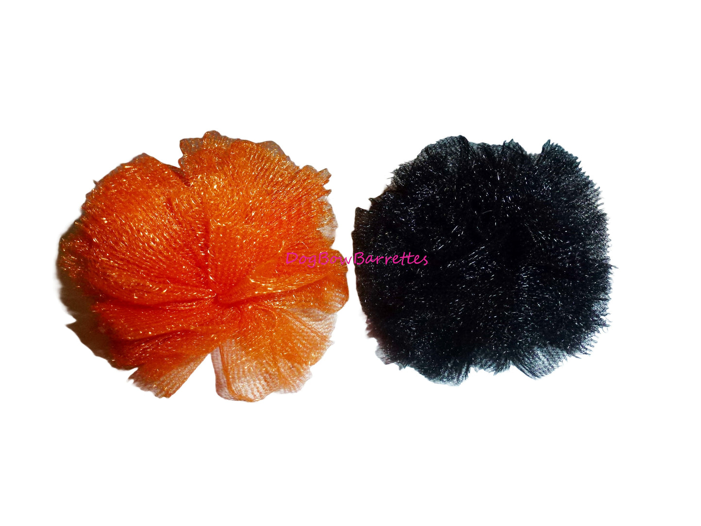 Puppy ear Bows Halloween hair balls PAIR dog grooming bow all colors of tulle pom poms