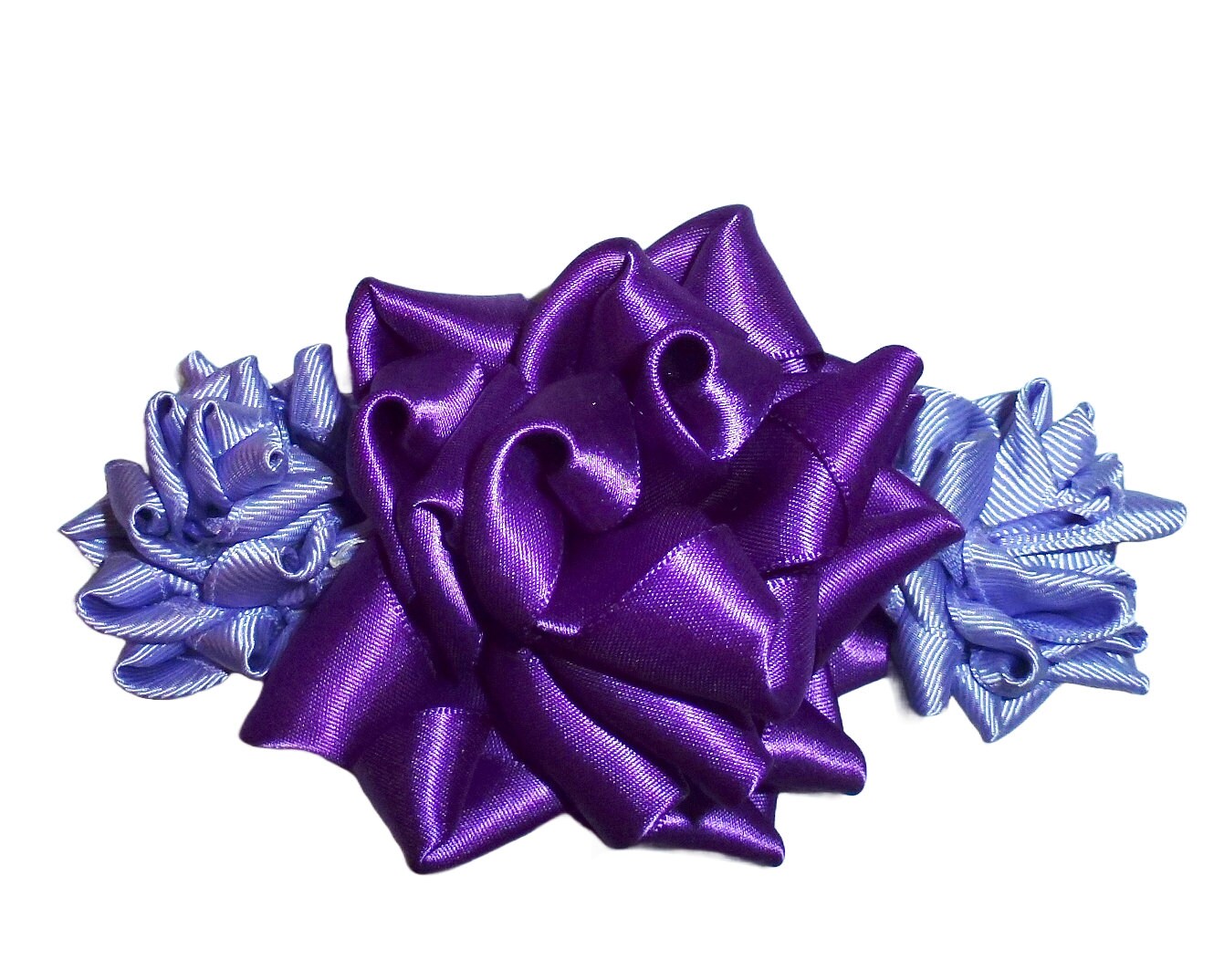 Puppy Bows ~ Handcrafted ribbon roses purple collar slide bands or clip (fb427F)