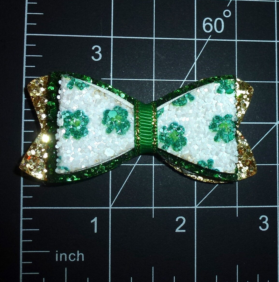 Puppy Bows ~ St. Patrick's day glitter hair bows collar slide barrette or bands pet dog bow (fb200c)