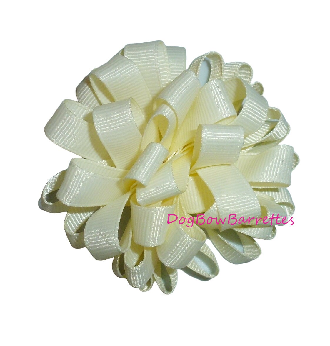 Puppy Bows ~ Fun multi loopy puff creamy yellow hair bows collar slide barrette or bands pet dog bow