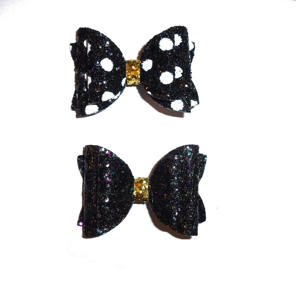 Fanciful black white glitter bows dog barrette or bands pet hair bow - (br2A)