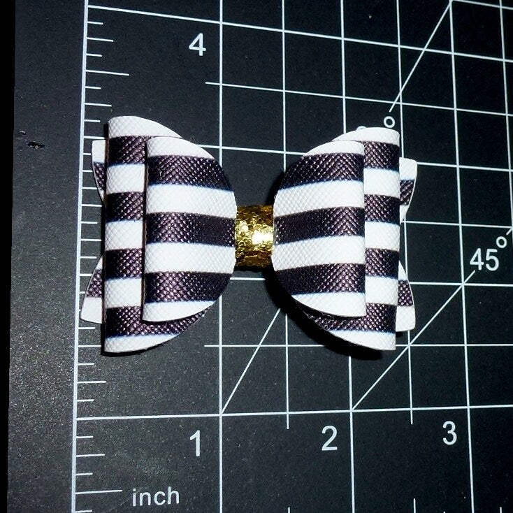 Fanciful black white glitter bows dog barrette or bands pet hair bow - (br2A)