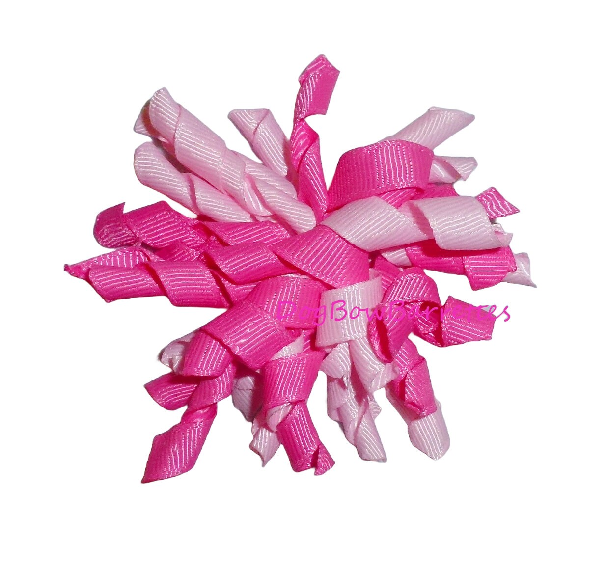 DogBowBarrettes dark/light pinkKorker curly twisty loop hair bow or collar slide pet hair clip barrette or latex bands (fb120)