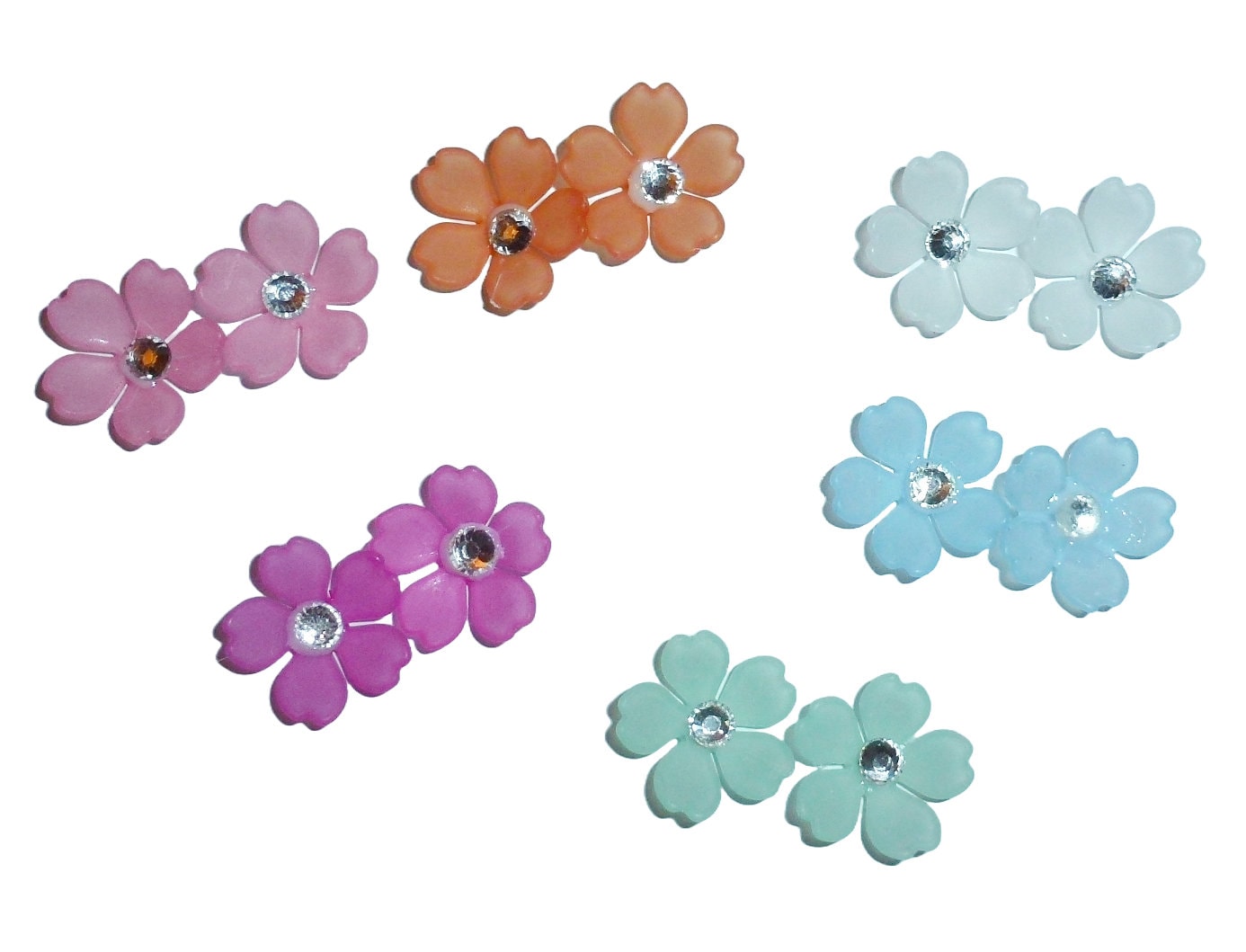 Puppy bows small sakura rhinestone daisy flower petals pet hair barrette clip (fb207AA)