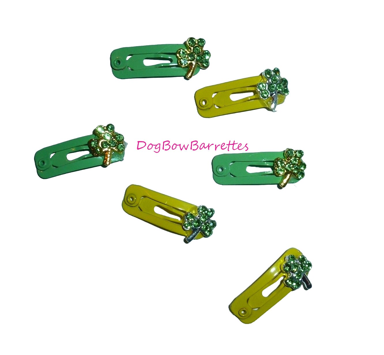 Puppy Bows ~ Barrette snap clip Tiny St. Patrick's day shamrock bow pet hairclip