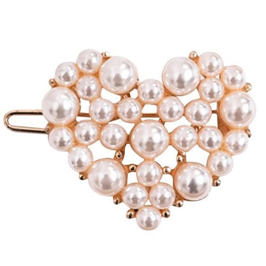 Puppy Bows ~ small 1.25" rhinestone crystal heart pearl dog bow pet hair clip topknot barrette 4 colors!! (fb279)