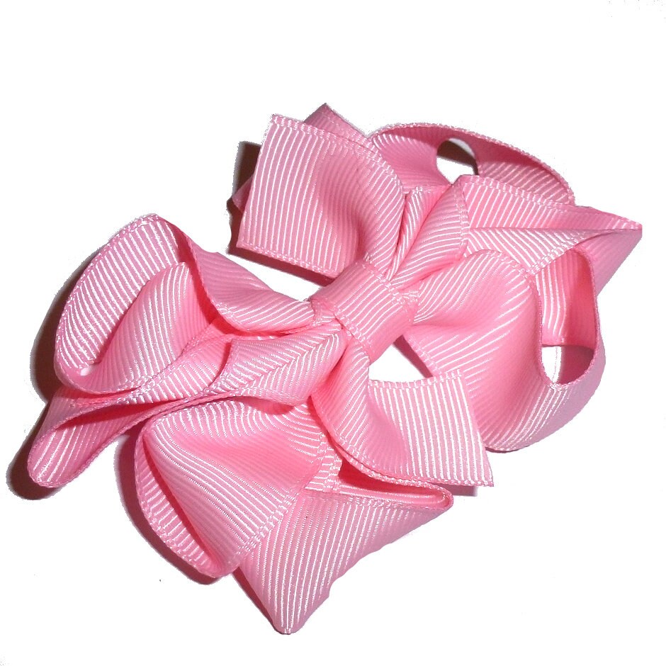 Puppy Bows ~ Pink twisted bow 3" big dog hair bowknot bow bands or barrette or collar slide (dc34)