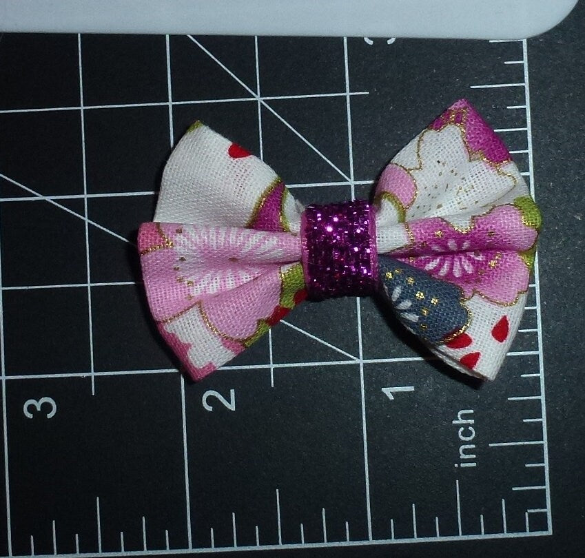 Puppy Dog Bows ~ 5 cherry blossom sakura pink/red pet hair bow barrettes (fb334C)