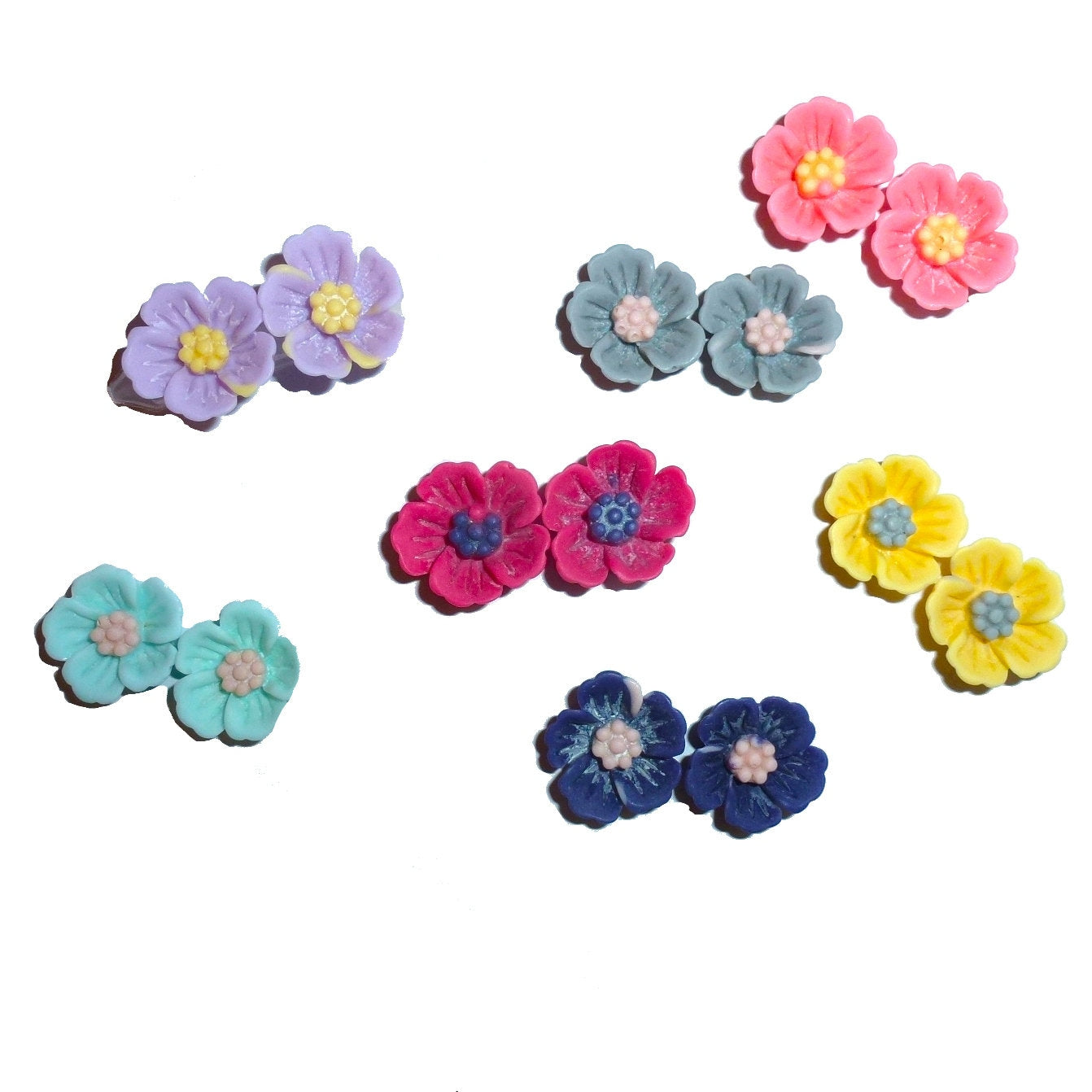 Puppy Dog Bows ~ Tiny fluffy daisy plastic puppy clips pet hair bow barrettes or bands (fb207f)