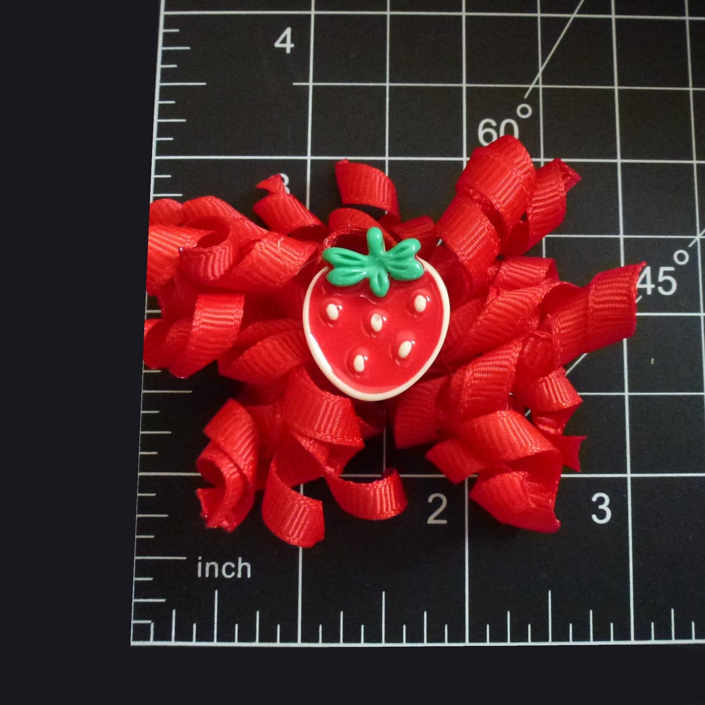 Puppy Bows strawberry red Korker loop dog bow pet hair clip barrette or latex bands corky curly corker (fb555)