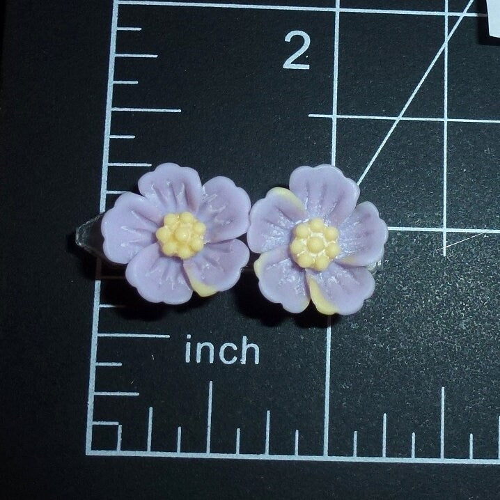 Puppy Dog Bows ~ Tiny fluffy daisy plastic puppy clips pet hair bow barrettes or bands (fb207f)