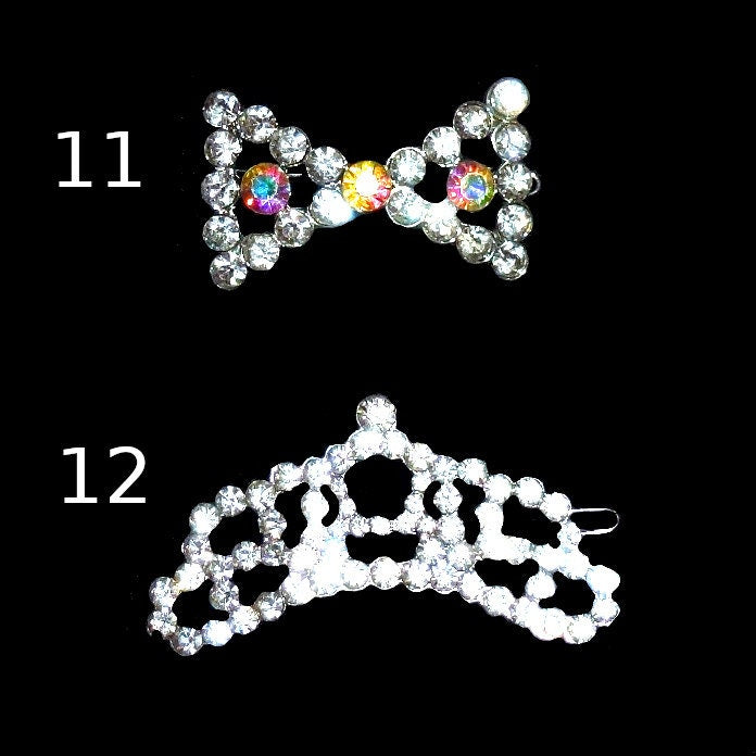 Puppy Bows ~Styles 8-14 rhinestone dog TIARA barrette pet hair clip ~USA seller