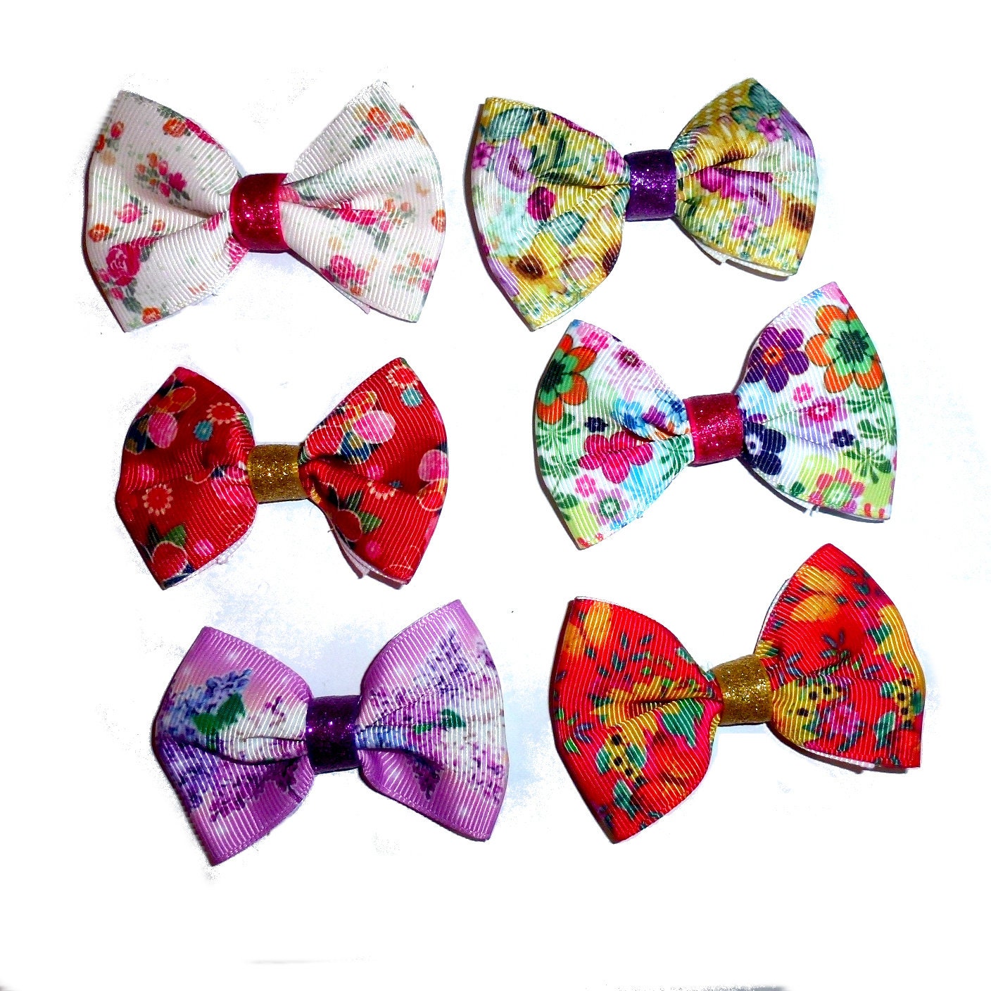 Puppy Bows ~ flower garden dog hair bow latex bands or clips (FB180)