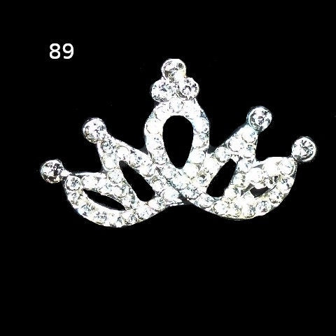 Wee super tiny crown tiara dog rhinestone pink white crystals hair barrette #87-#93 ~USA seller