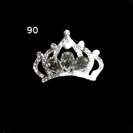 Wee super tiny crown tiara dog rhinestone pink white crystals hair barrette #87-#93 ~USA seller