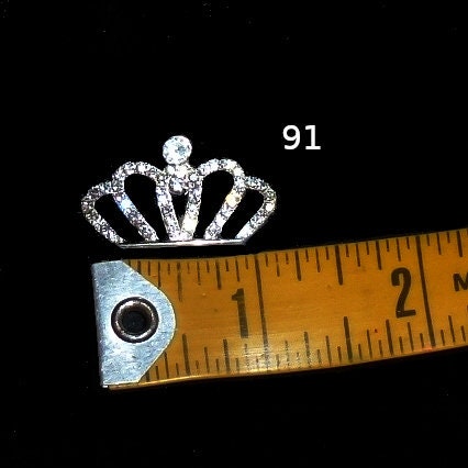 Wee super tiny crown tiara dog rhinestone pink white crystals hair barrette #87-#93 ~USA seller