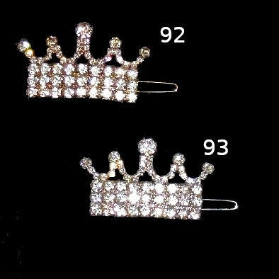 Wee super tiny crown tiara dog rhinestone pink white crystals hair barrette #87-#93 ~USA seller