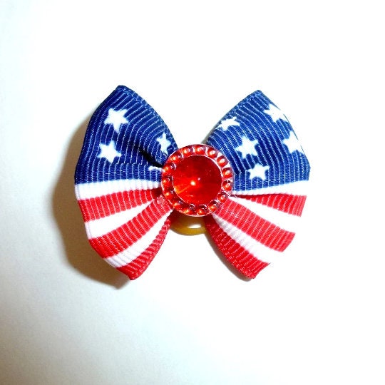 July 4th patriotic American independence Flag day everyday dog groomers grooming pet hair bows (rc4)