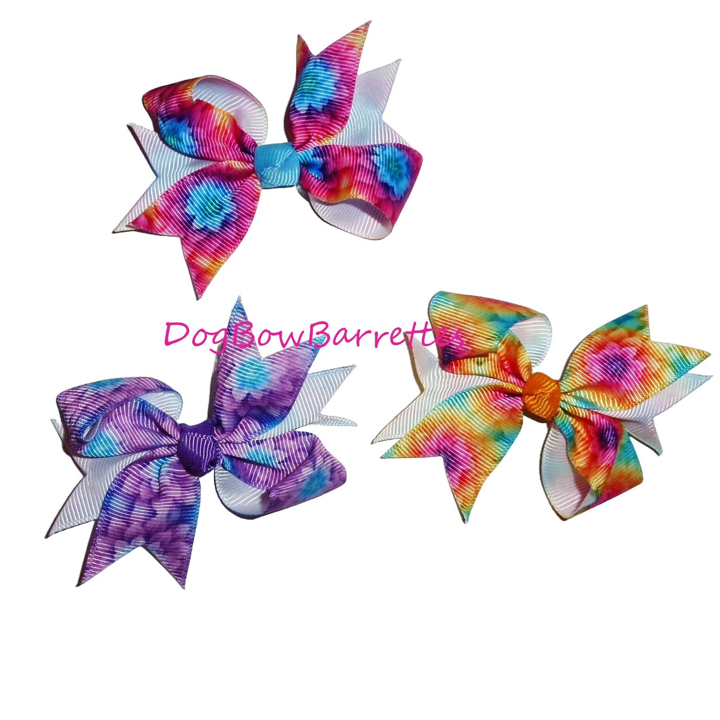 Puppy Bows ~ Vibrant floral swallowtail 3" pet hair bow latex bands or barrette (fb111c)