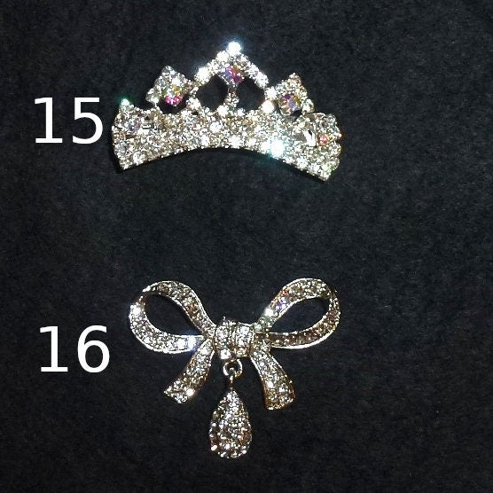 Puppy Bows ~ Rhinestone TIARA multi styles dog hair barrette clip CRYSTAL styles 15-22 ~USA seller