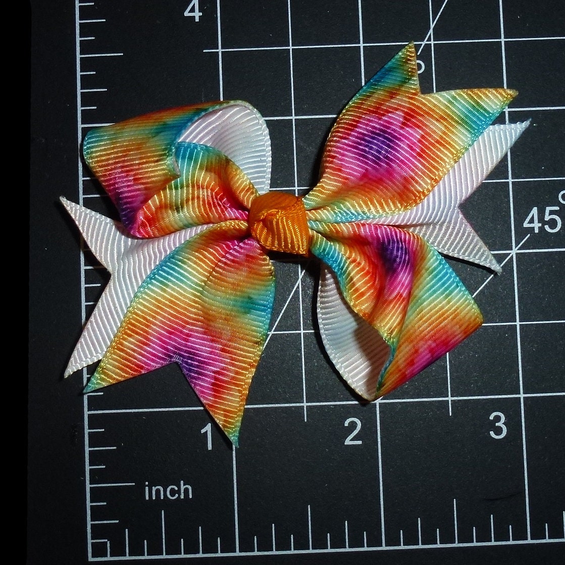 Puppy Bows ~ Vibrant floral swallowtail 3" pet hair bow latex bands or barrette (fb111c)