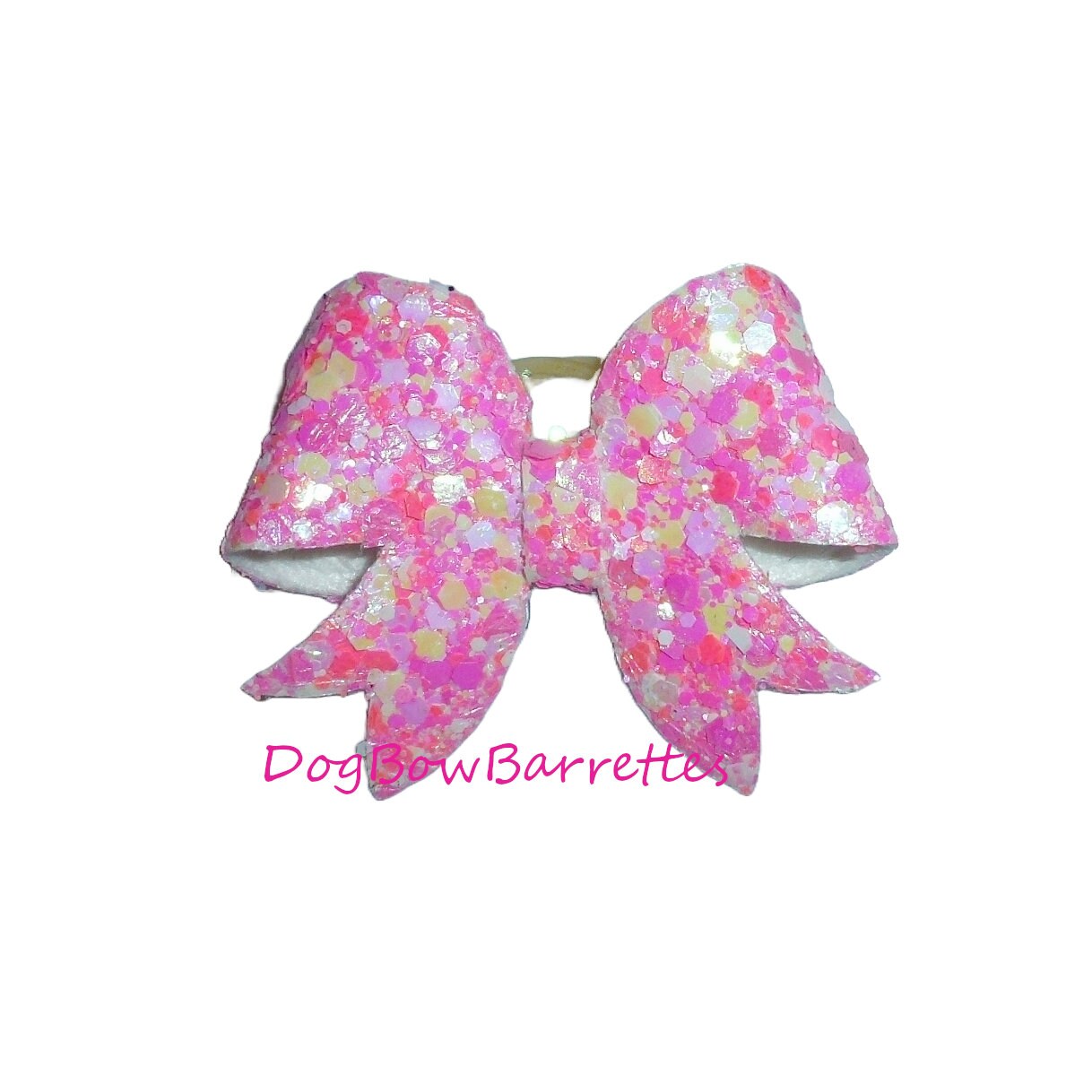 Dog hair bows Pink orange chunky crystal glitter pet bow bands or clip