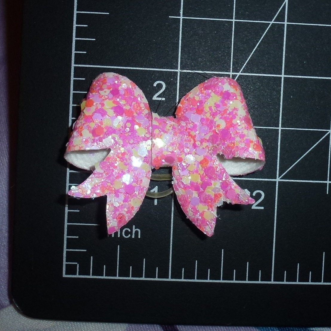 Dog hair bows Pink orange chunky crystal glitter pet bow bands or clip