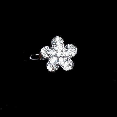 Dog hair clip TINY 1" rhinestone flower barrette pet bow