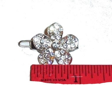Dog hair clip TINY 1" rhinestone flower barrette pet bow