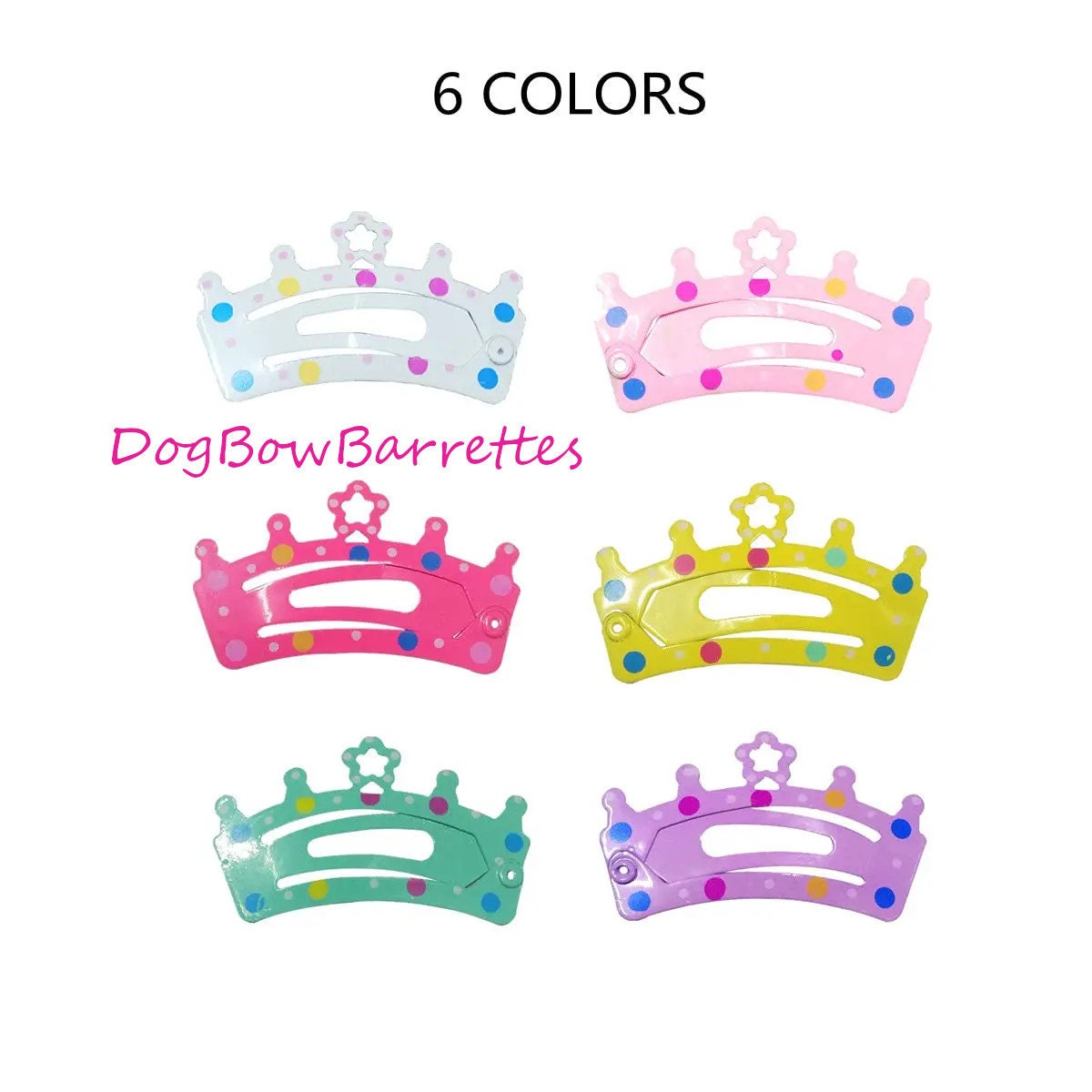 Puppy bows Crown snap clips 6 pieces pet hair dog bow barrettes (19D)