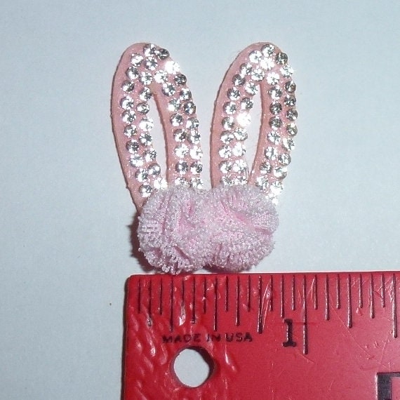 Puppy Bows ~ pink bunny balls rabbit ears pet hair barrette clip (Fb272)