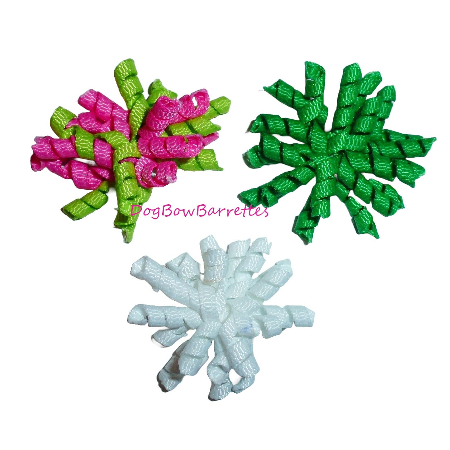 Puppy Bows TINY Korker loop dog bow pet hair clip barrette or latex bands corky curly corker (FB95B)