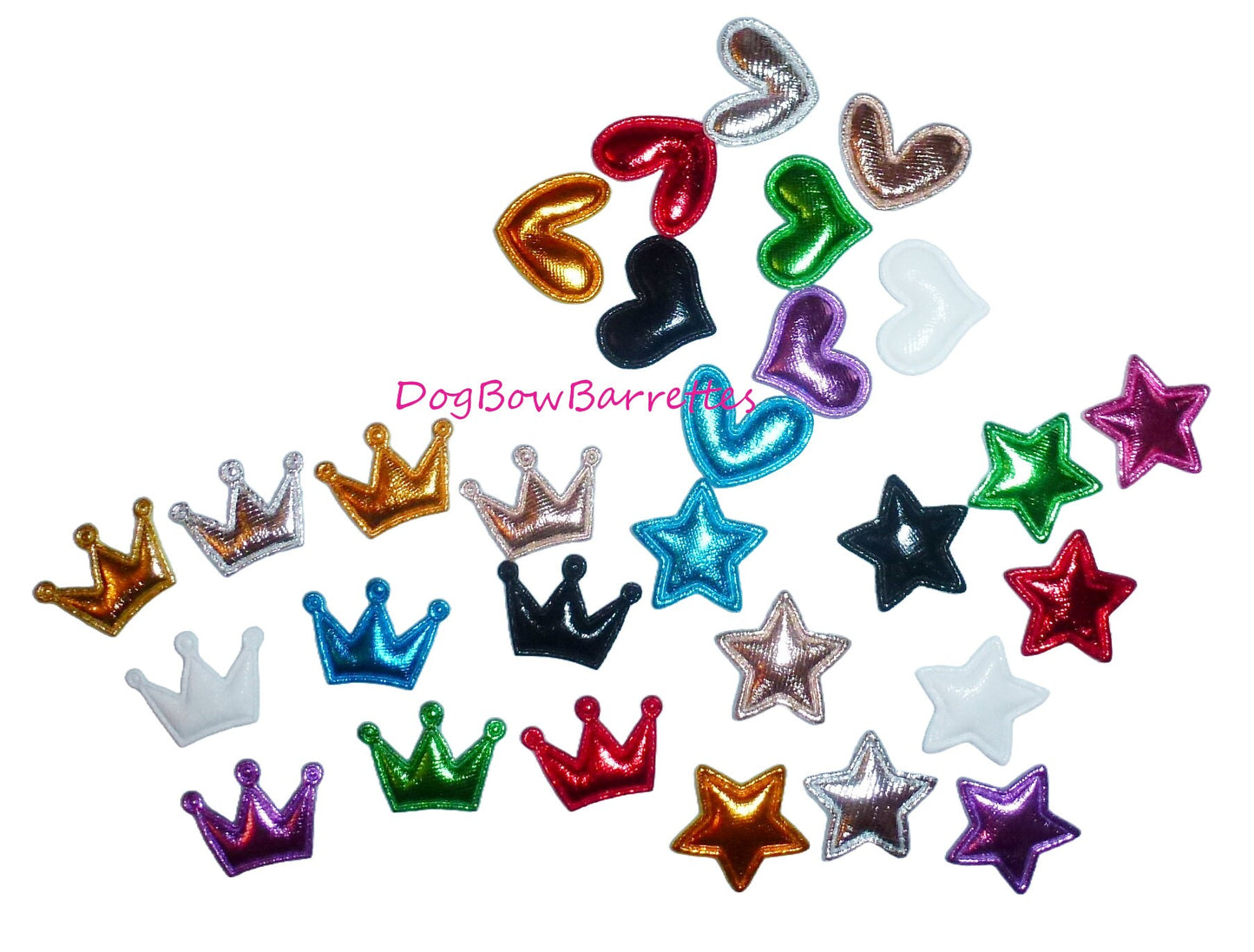 Dog hair clip tiny 8 pieces metallic heart 3/4" wide pet hair barrette bow (fb527b)