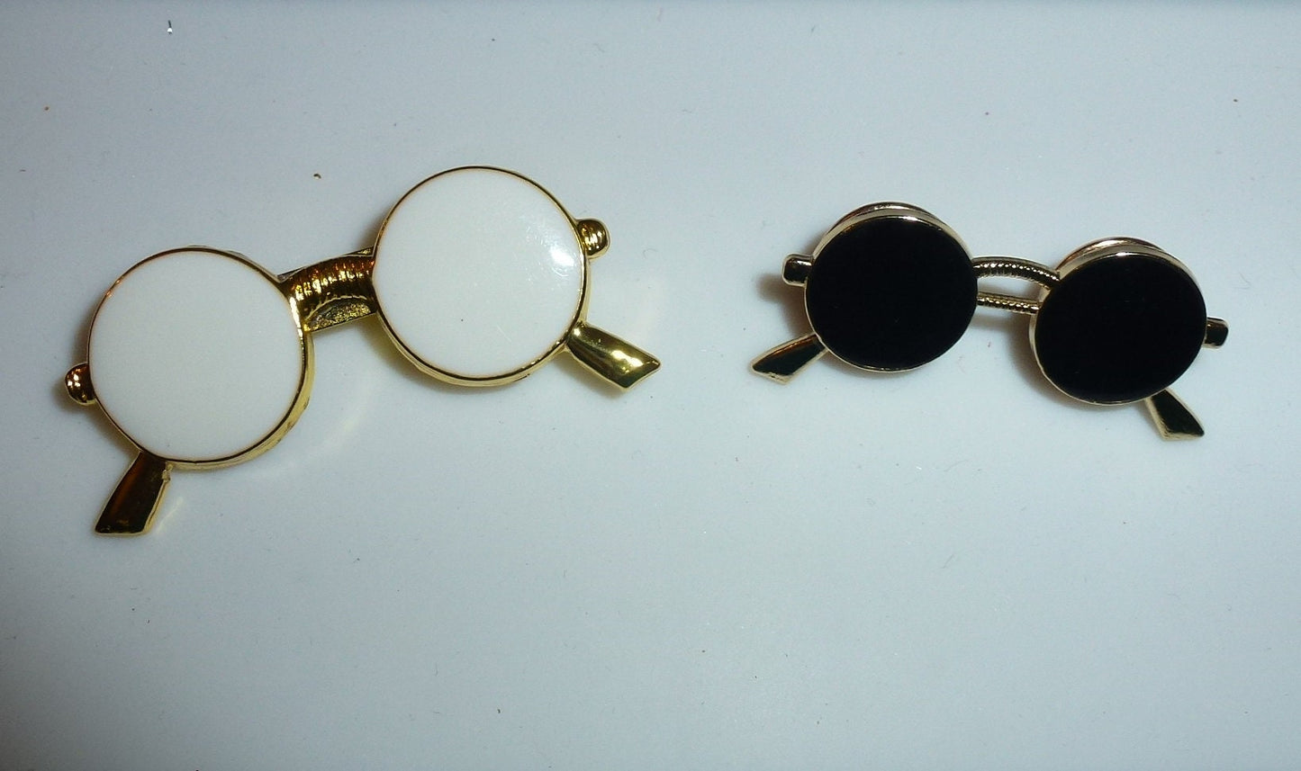 Puppy Bows ~ Gold or silver John Lennon glasses 3 SIZES! Dog bow aviator sunglasses pet hair barrette clip