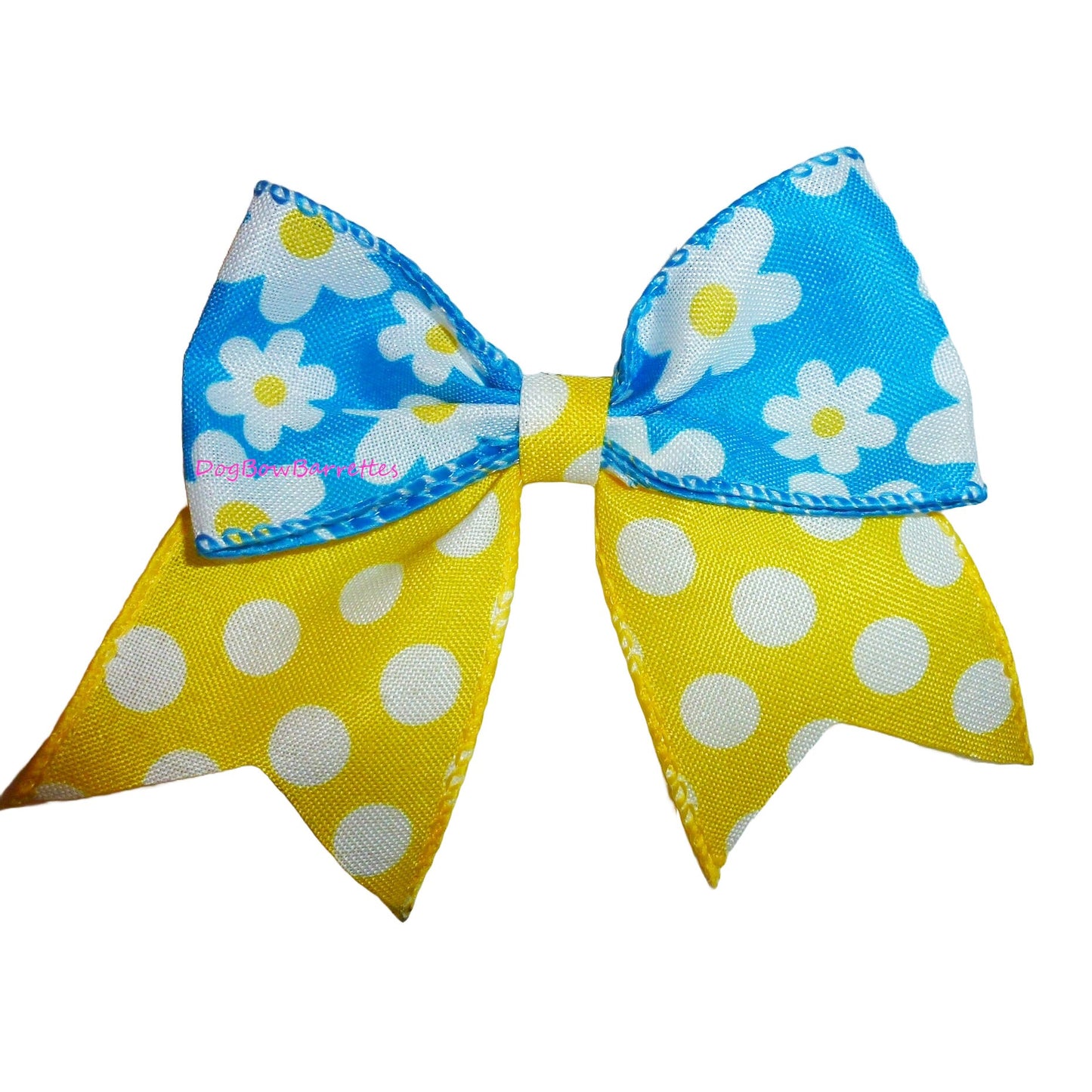 Puppy bows Summer daisy blue yellow 6" dog collar slide accessory flower bow (DC1)