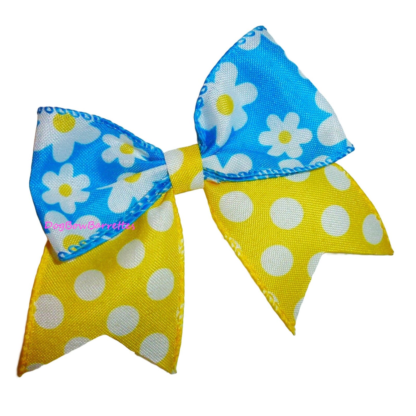Puppy bows Summer daisy blue yellow 6" dog collar slide accessory flower bow (DC1)