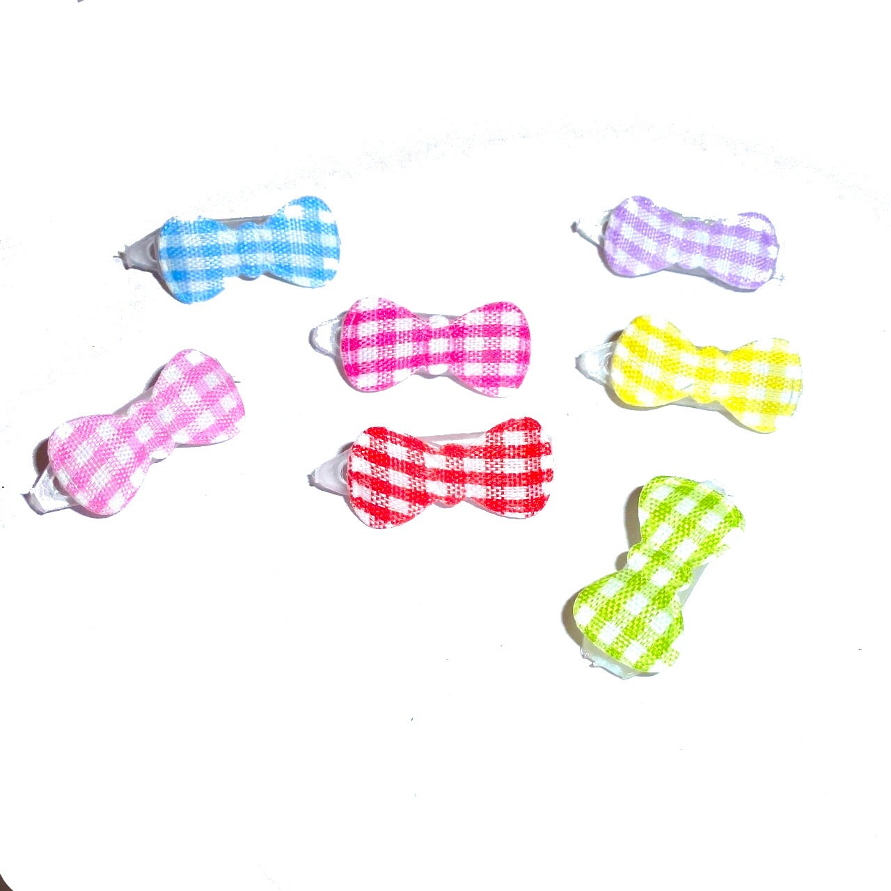 Dog hair clip tiny gingham bowknot 3/4" wide pet hair barrette bow (fb28)